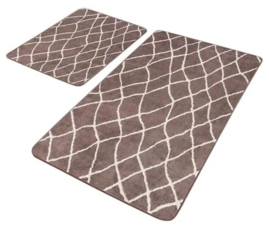 Hnedé zamatové kúpeľňové predložky v súprave 2 ks 60x100 cm – Mila Home