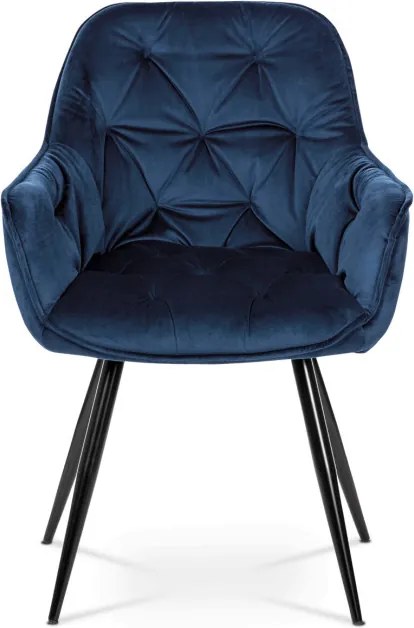 Jedálenská stolička zamatová, modrá DCH-421 BLUE4