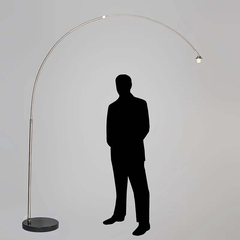 Moderná oblúková lampa oceľ s mramorovým podstavcom - XXL