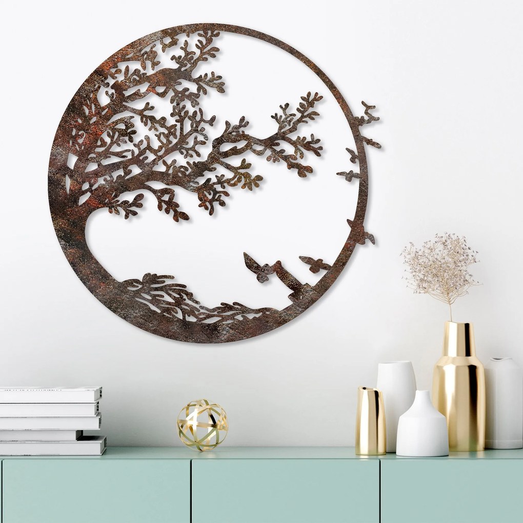 Nástenná kovová dekorácia Hrdzavý strom viacfarebná