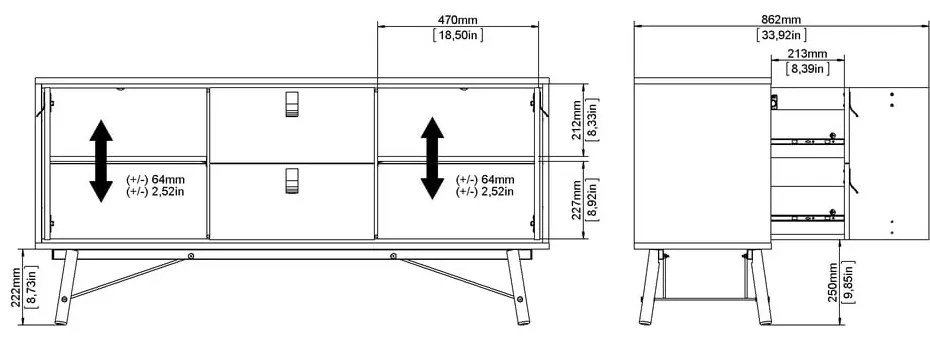 Komoda v dekore duba v prírodnej farbe 150x72x40 cm Ry – Tvilum