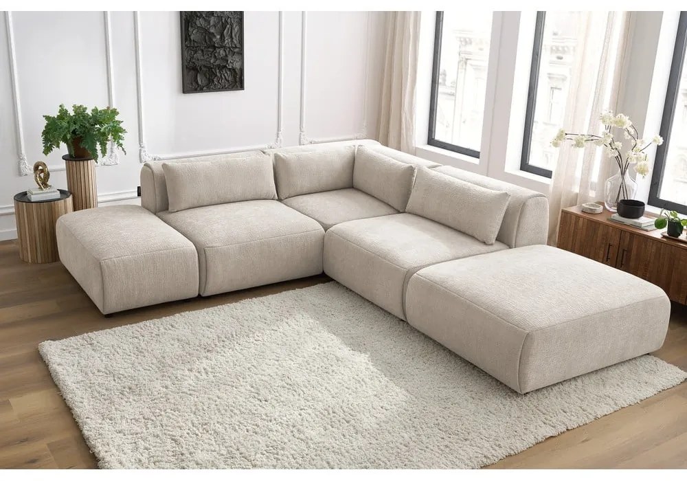 Béžová rohová pohovka (variabilná) Jeanne - Bobochic Paris