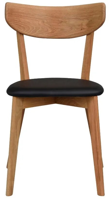 Hnedá dubová jedálenská stolička s čiernym sedadlom Rowico Ami
