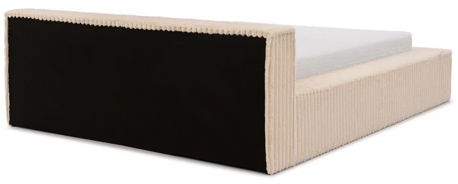 Béžová čalúnená dvojlôžková posteľ s úložným priestorom s roštom 180x200 cm Cloe – Ropez