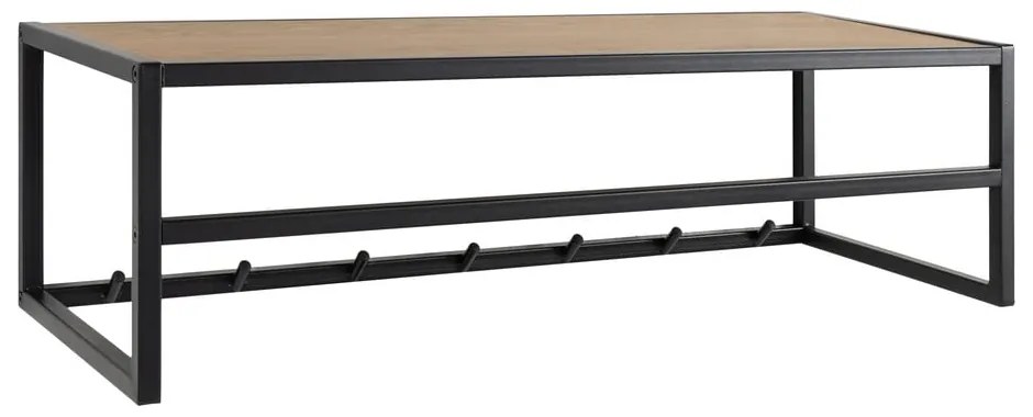 Nástenný vešiak v dekore duba s poličkou v čierno-prírodnej farbe Seaford – Actona