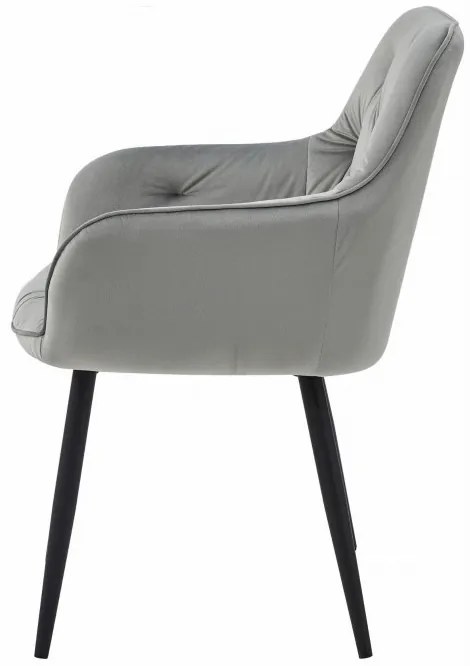 Set dvoch jedálenských stoličiek JORK zamatové, strieborné / sivé (čierne nohy) 2 ks