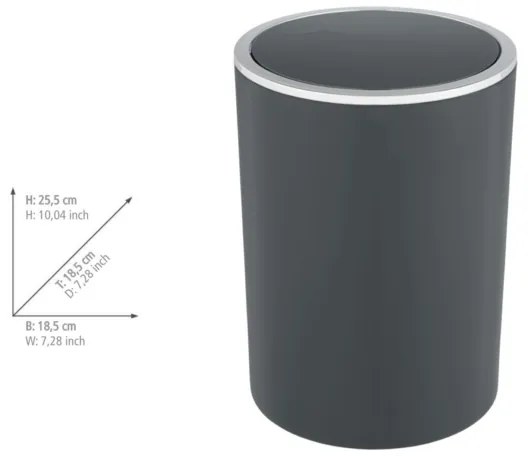 WENKO 25146100 - Kôš INCA 18,5 x 25,5 cm antracit/lesklý chróm