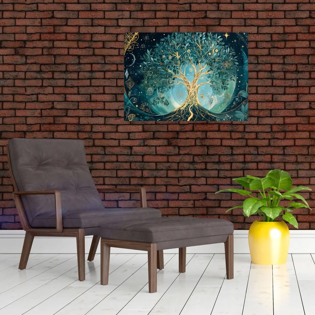 Sklenený obraz – Strom života vo vesmíre (70x50 cm)