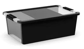 Čierny plastový úložný box s vekom 55x35x19 cm Bi-Box M – KIS