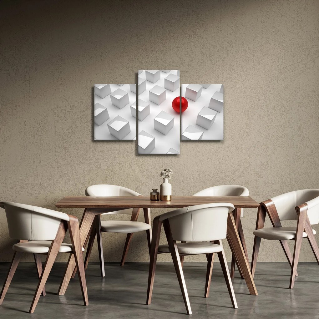 Obraz abstrakcie - kocky s guľou (90x60 cm)
