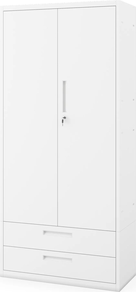 Modulárna kovová multifunkčná skriňa s dvoma zásuvkami biela MEGAN 1950 x 900 x 400 mm