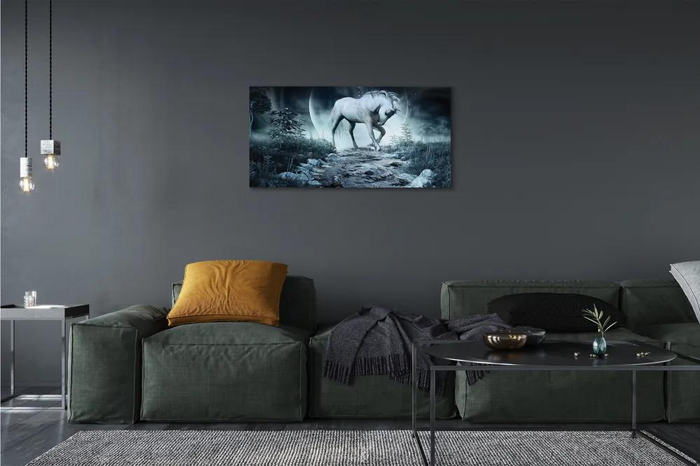Obraz na plátne Forest Unicorn moon 100x50 cm