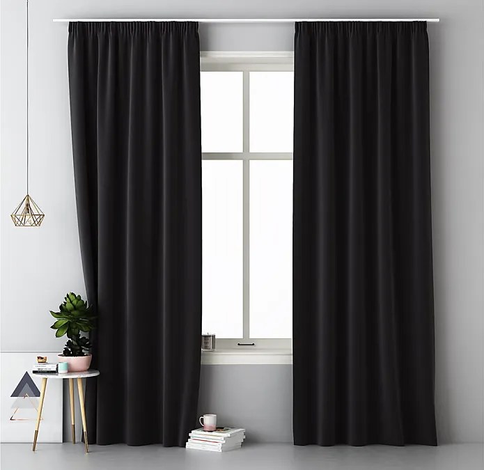 Čierny záves jednofarebný Aura 140x250cm na páske