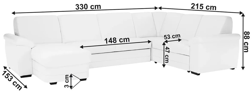 Rohová sedačka U s rozkladom a úložným priestorom Biter U P - biela