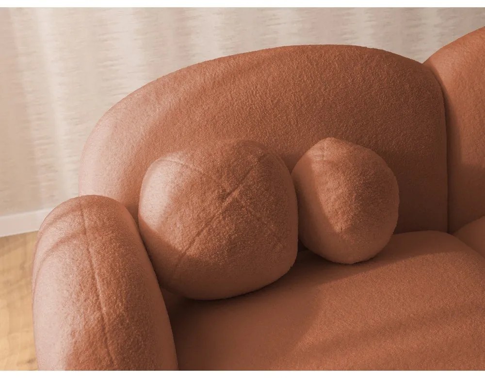 Terakotová rohová pohovka z textílie buklé (ľavý roh/s leňoškou) Orbit – Ropez