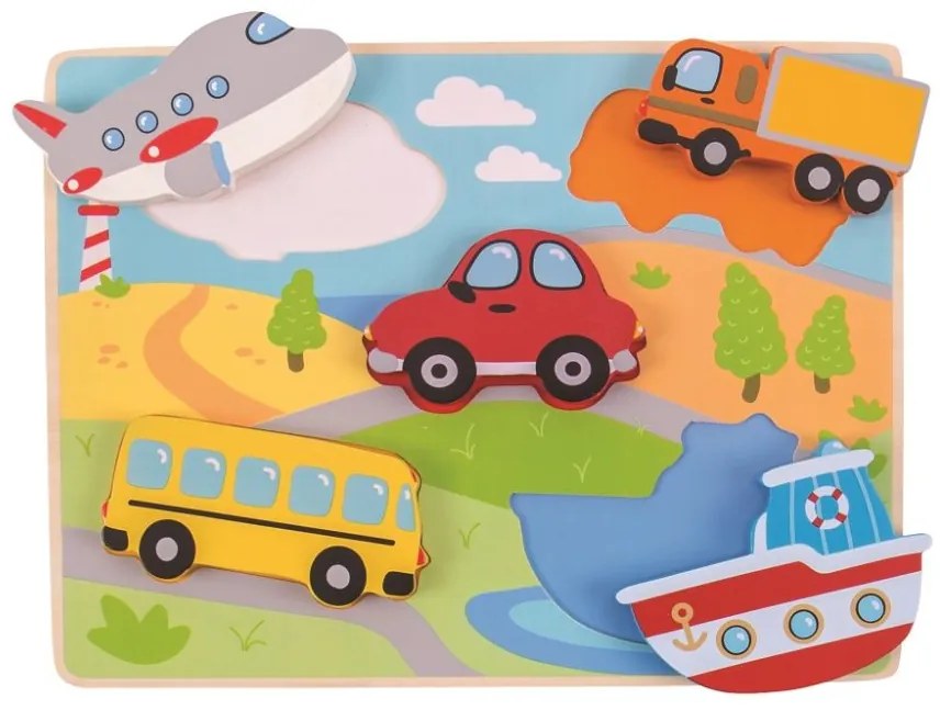 Bigjigs Toys Vkladacie puzzle dopravné prostriedky