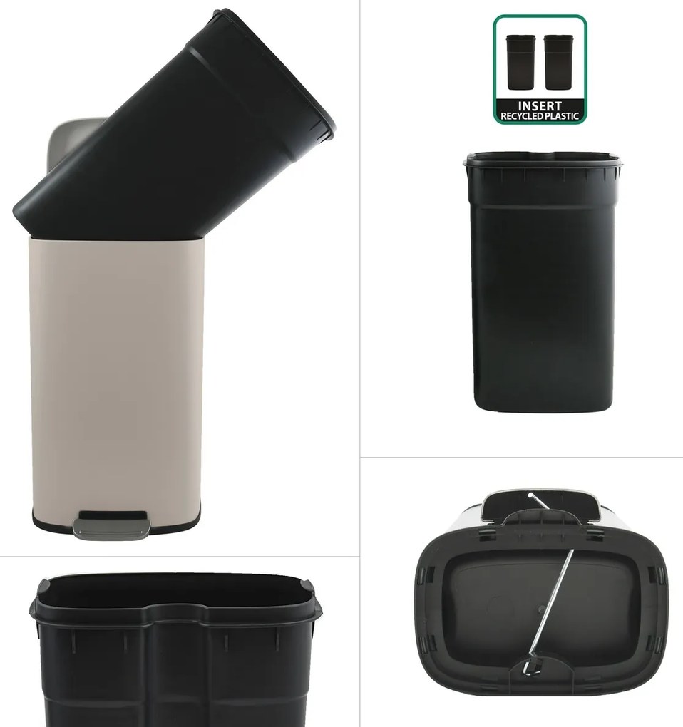 Spirella Pedálový odpadkový kôš soft-close Akira 30 l, matná sivohnedá, 30 l