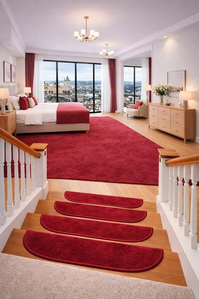 Nášľapy na schody Eton vínovo červený polkruh, samolepiaci - 24x65 polkruh (rozmer vrátane ohybu) Vopi