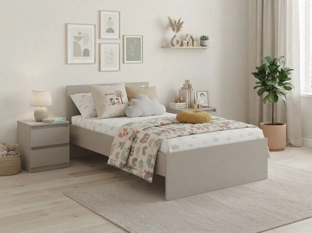 Posteľ ELISA 90 x 200 cm, kašmírovo béžová Rošt: S latkovým roštom, Matrac: Matrac DELUXE 10 cm