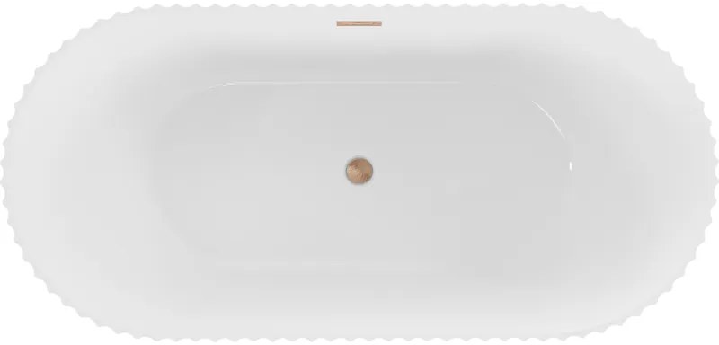 Mexen Paola, voľne stojaca vaňa, drážkovaná, 150 x 75 cm, biela lesklá, medená matná, 52721507500-65