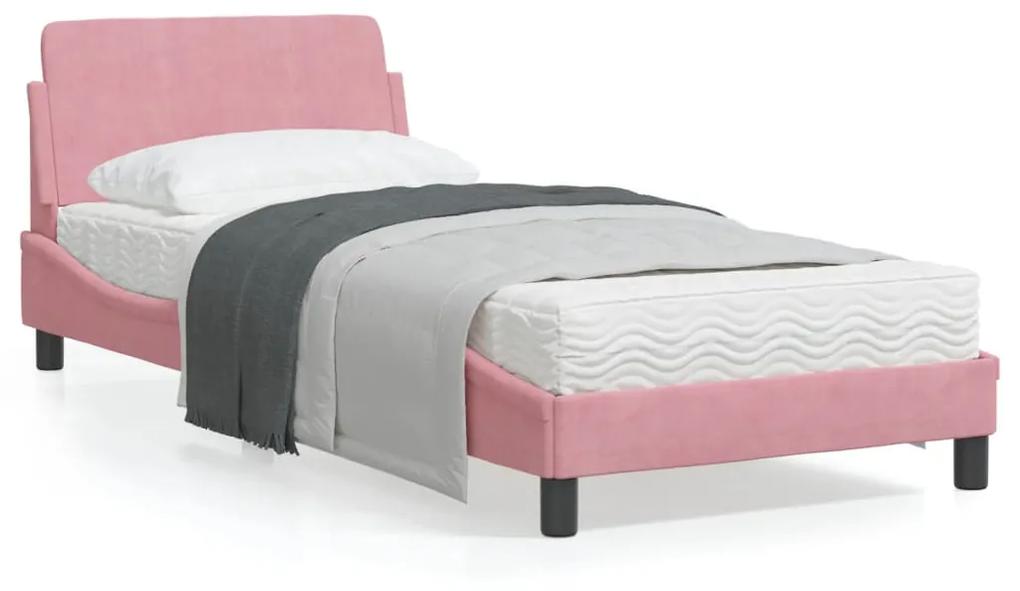 Rám postele s čelom ružový 90x200 cm zamat 373117