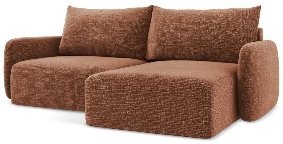 Rozkladacia/s úložným priestorom rohová pohovka v tehlovej farbe (pravý roh) Kalena – Makamii