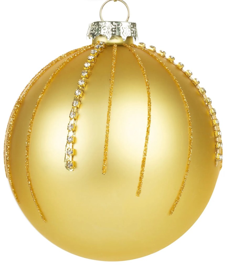 SKLENENÁ VIANOČNÁ BANKA NA STROMČEK SADA 4 KS (FI) 10CM ZLATÁ