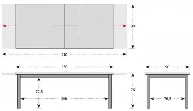 Doppler FIRENZE - rozkladací hliníkový stôl 180/240 x 90 x 75 cm - 2. akosť (N580)