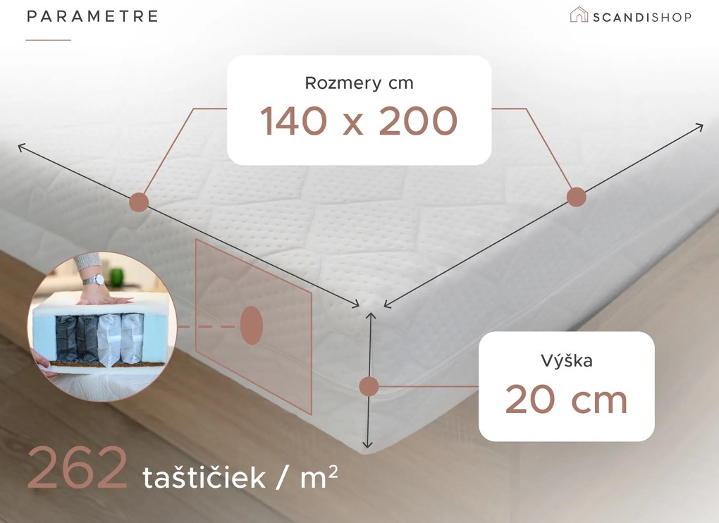 Kokosový matrac COCO MAXI 20 cm 140 x 200 cm Ochrana matraca: VRÁTANE chrániča matraca