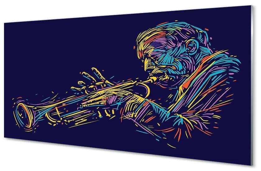 Obraz na skle trumpet muž 125x50 cm