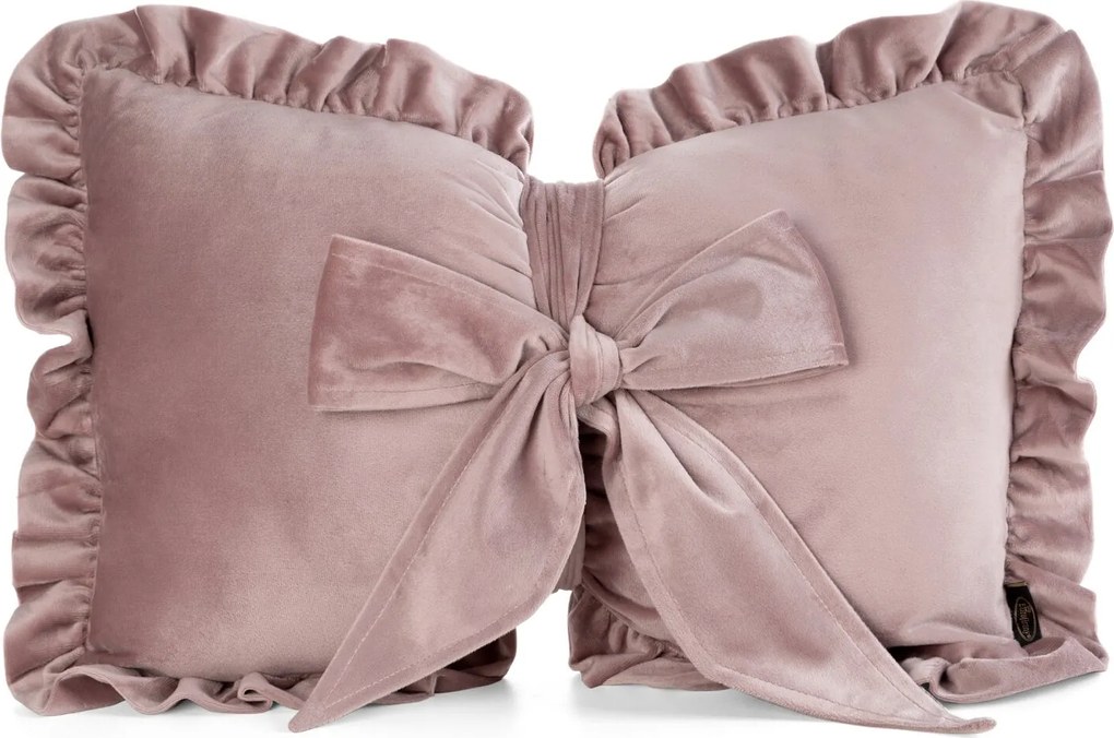 DEKORAČNÝ VANKÚŠ KOKARDA2 45X55 CM PUDROVÁ