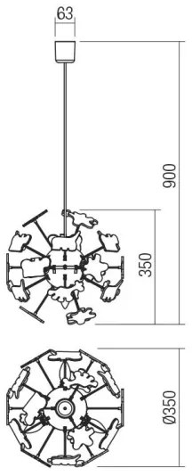 Redo 04-515 -Detský luster na lanku SAFARI 4xE14/28W/230V pr. 35 cm pestrofarebná