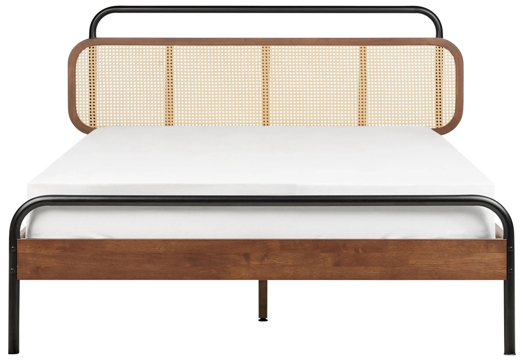 Drevená posteľ 140 x 200 cm tmavé drevo BOUSSICOURT Beliani