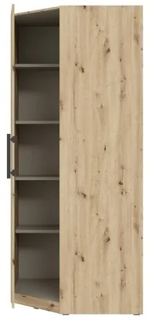 Rohová šatníková skriňa MARO 94x213 cm, dub Artisan