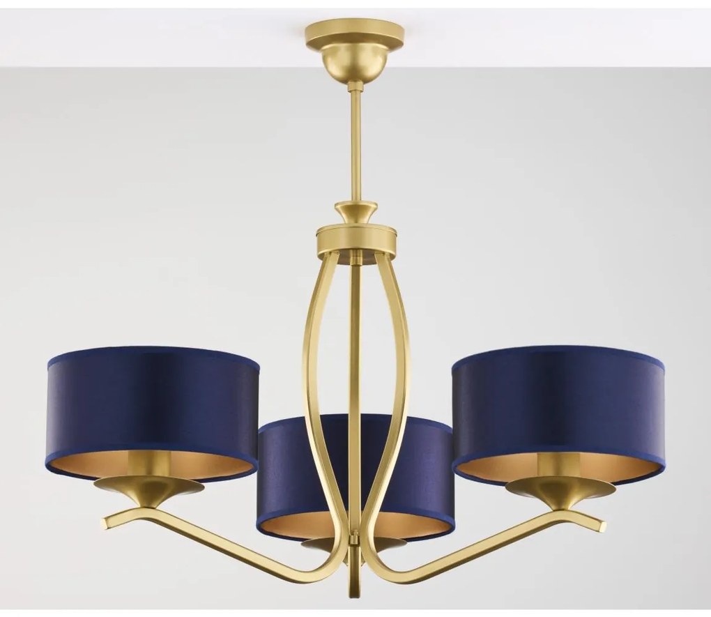 Jupiter 2113 - Luster na tyči KASZMIR 3xE27/15W/230V modrá/zlatá