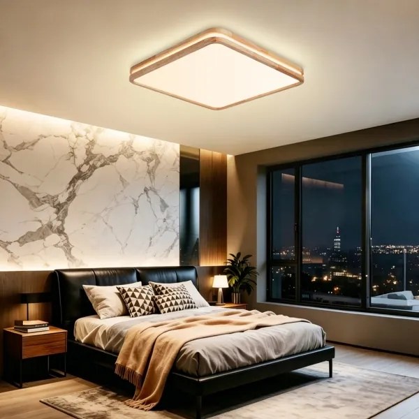 Brilagi - stmievateľné LED svietidlo MOLINA SQUARE LED/80W/230V, dub, 60x60 cm + diaľkový ovládač