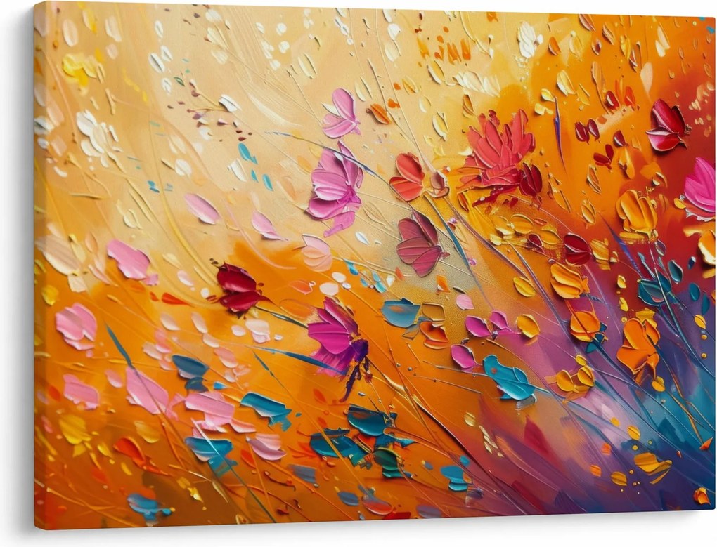 Obraz - Maľba farebných kvetov (70x50 cm)