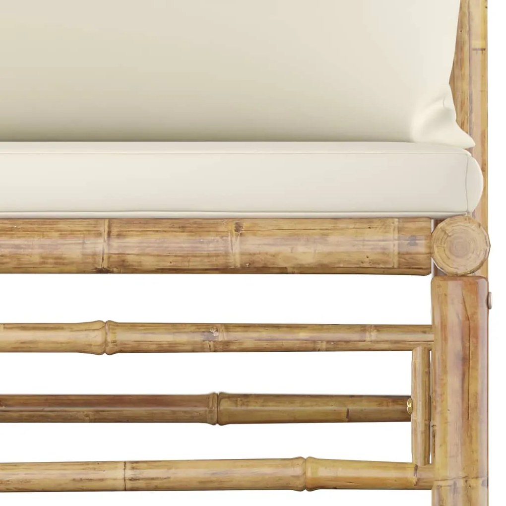 vidaXL 8-dielna záhradná sedacia súprava, krémové podložky, bambus 3058219