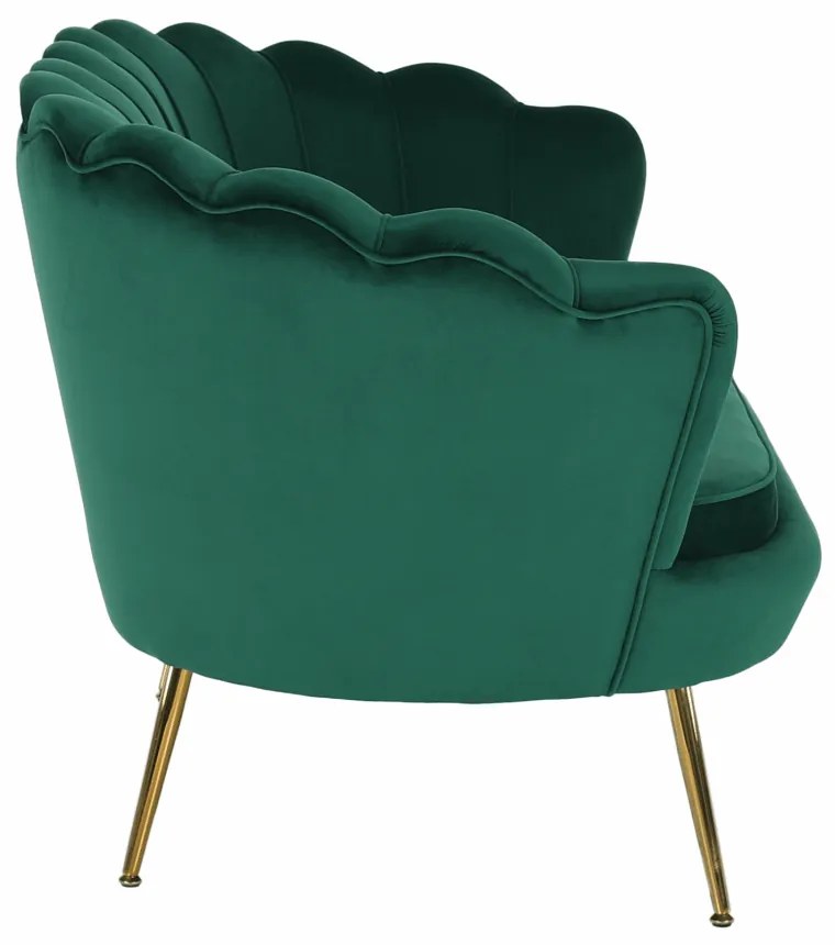 Lavica v štýle Art-deco, smaragdová Velvet látka/gold chróm-zlatý, NOBLIN