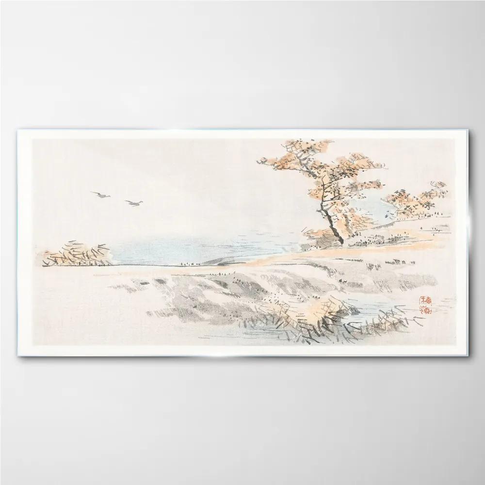 Sklenený obraz Sea tree vtákov cesta