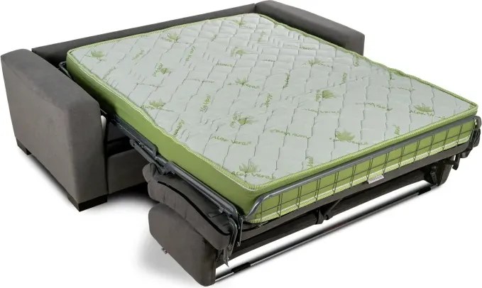 Pohovka JANIRA s rozkladom na každodenné spanie - matrac s Aloe vera, šedá (roma - 23 grigio)