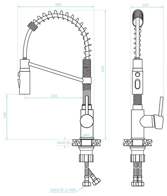 Kuchinox Serpen, vysoká drezová batéria, chrómová, LAV-BKP_06SD