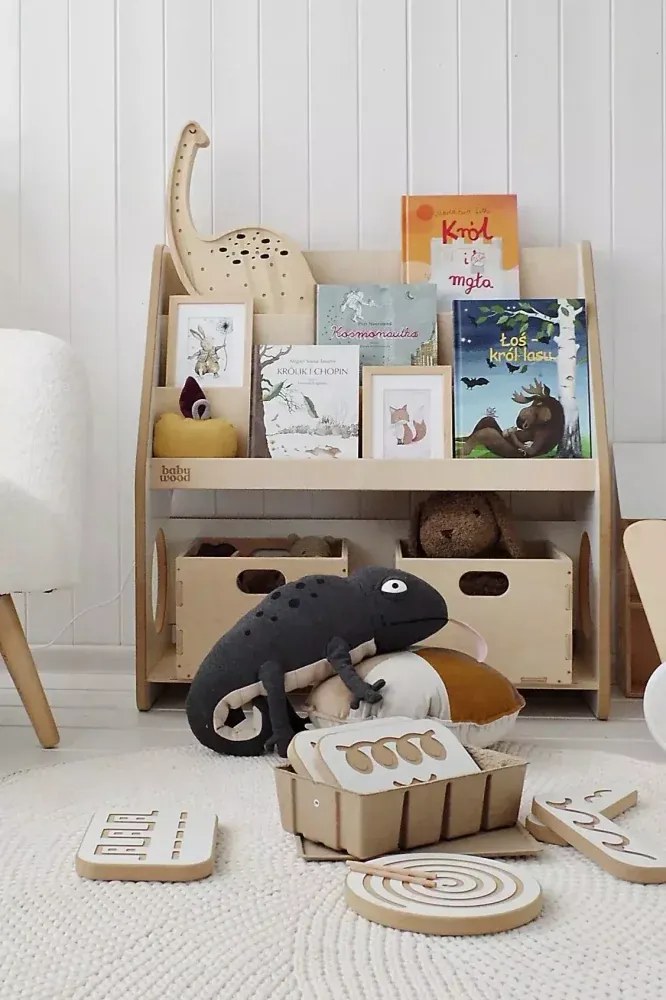 Drevená polica na knihy a hračky 2ks