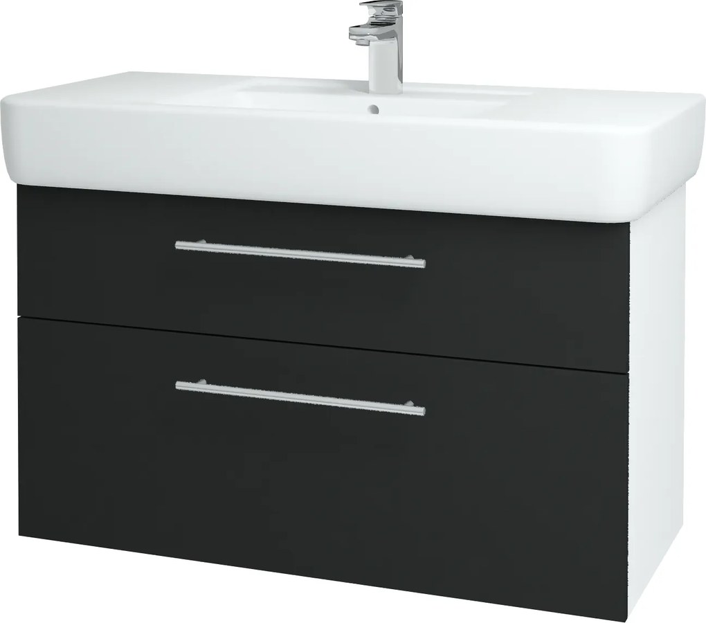 Dřevojas - Koupelnová skříň Q MAX SZZ2 100 - N01 Bílá lesk / Úchytka T02 / L03 Antracit vysoký lesk (132217B)