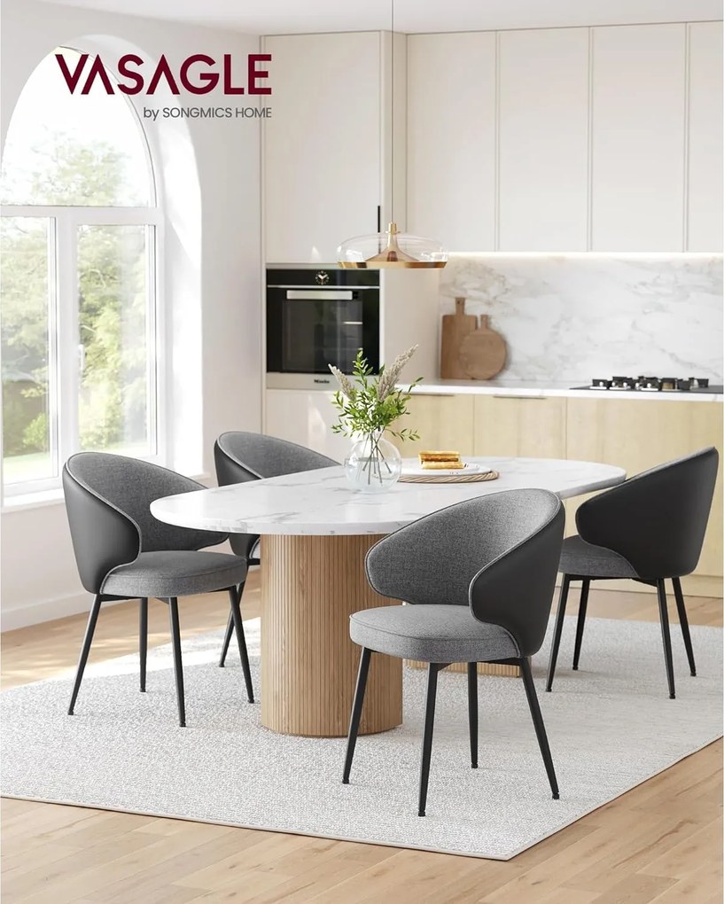 Jedálenské stoličky, sada 2 ks, kuchynské čalúnené stoličky, tmavosivé