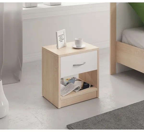 Nočný stolík NED dub sonoma/biela