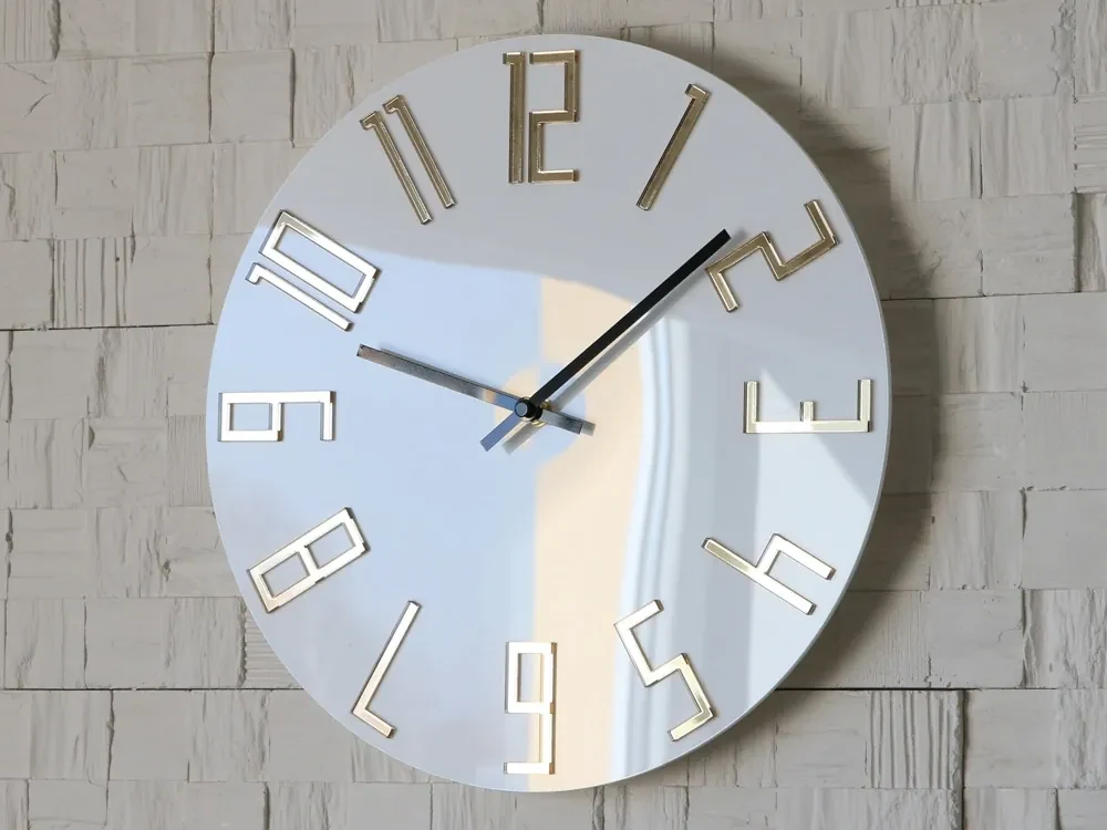 Nástenné hodiny Slim Gold biele