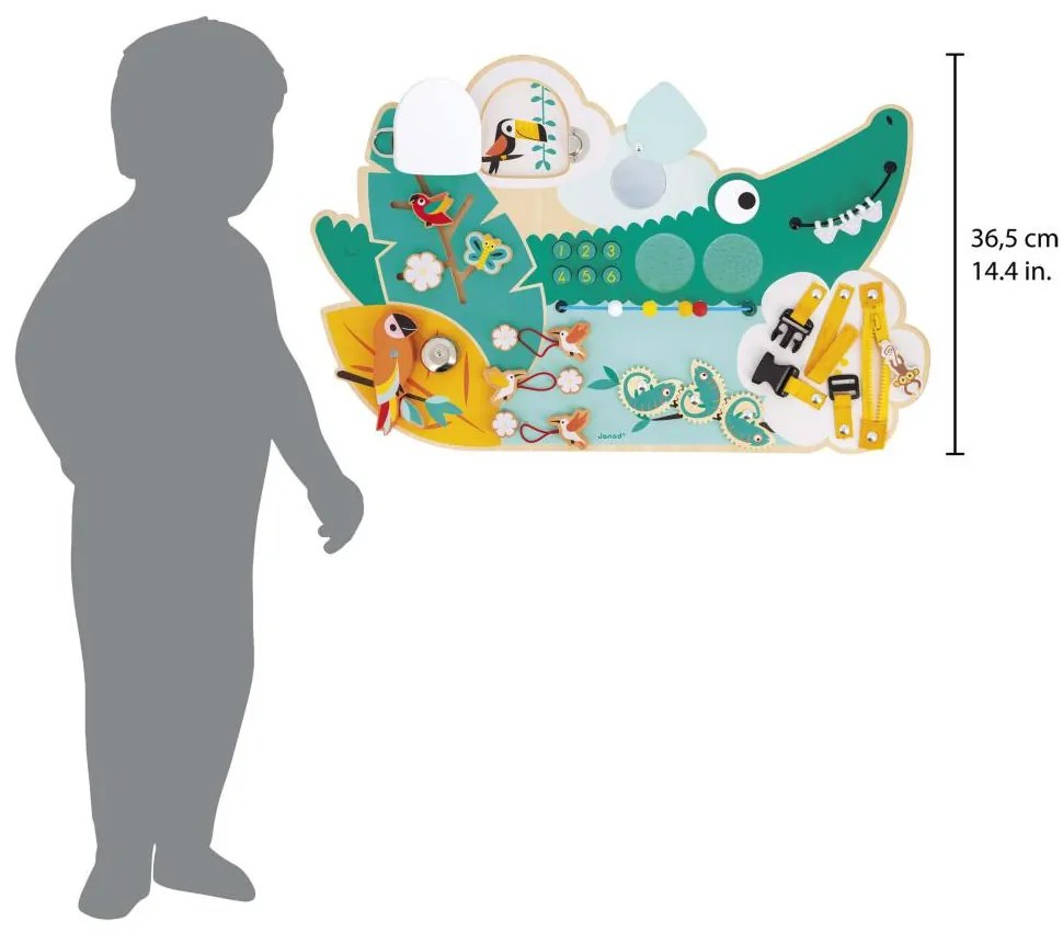 Activity Board - drevená motorická hra s aktivitami - krokodíl