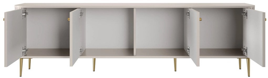 TV stolík Vespera 4D 187 cm - kašmírová / zlaté nožičky