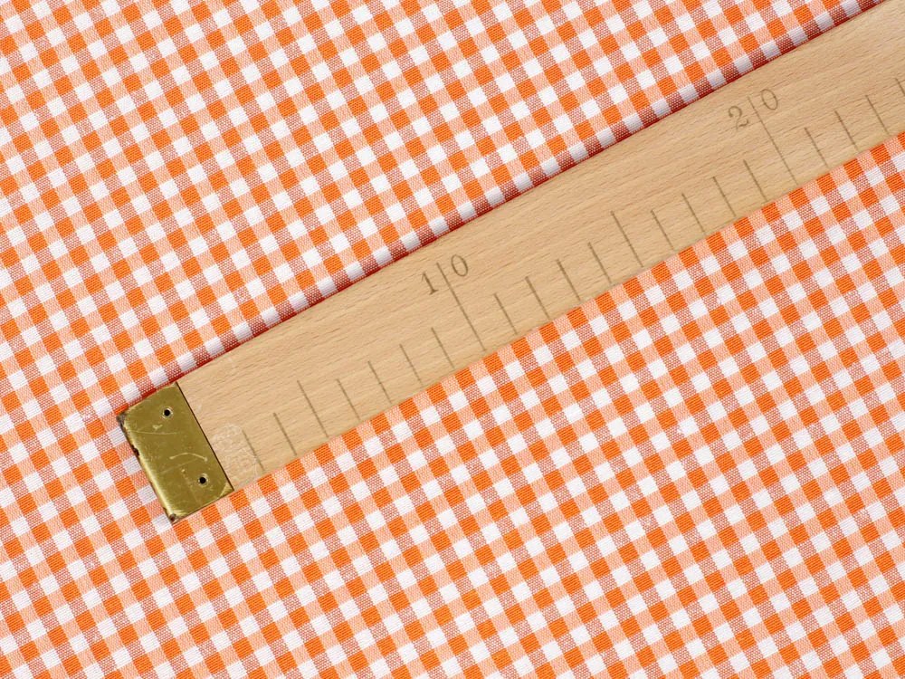 Biante Dekoračný behúň na stôl Rebeka RE-006 Oranžovo-biela kocka malá 45x140 cm